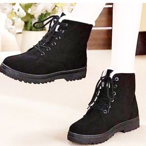 SQL Black faux Suede Tie-Up Boots Size 35